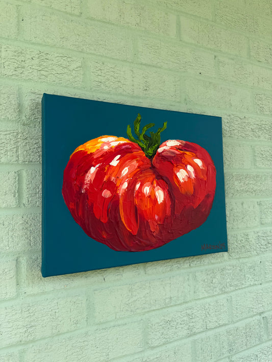 Funky Tomato 1 - Original 11x14 painting - Acrylic on Gallery Canvas - FREE SHIPPING IN THE U.S.