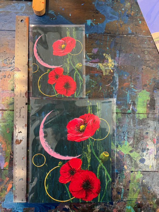 Red Poppies with Pink Moon - High Quality Prints - FREE SHIPPING IN THE U.S.