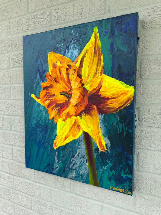 "Daffodil" Original Painting - Acrylic on 16x20 Gallery Canvas - FREE SHIPPING IN THE U.S.