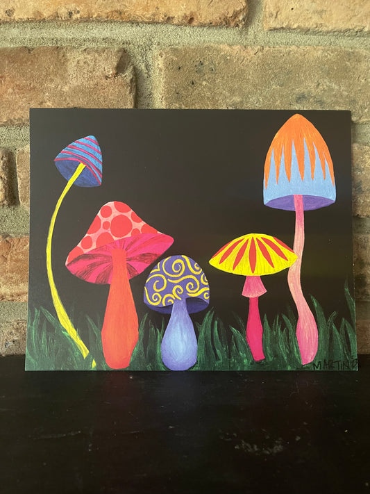 Five Mushrooms Print - FREE SHIPPING IN THE US