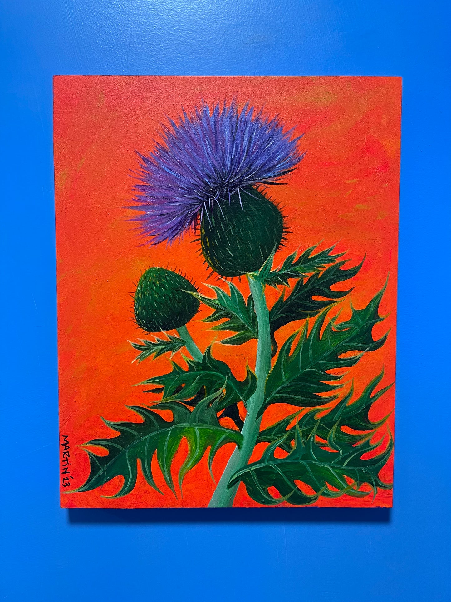 Thistle - acrylic on gesso board - 11x14” - FREE SHIPPING IN THE US