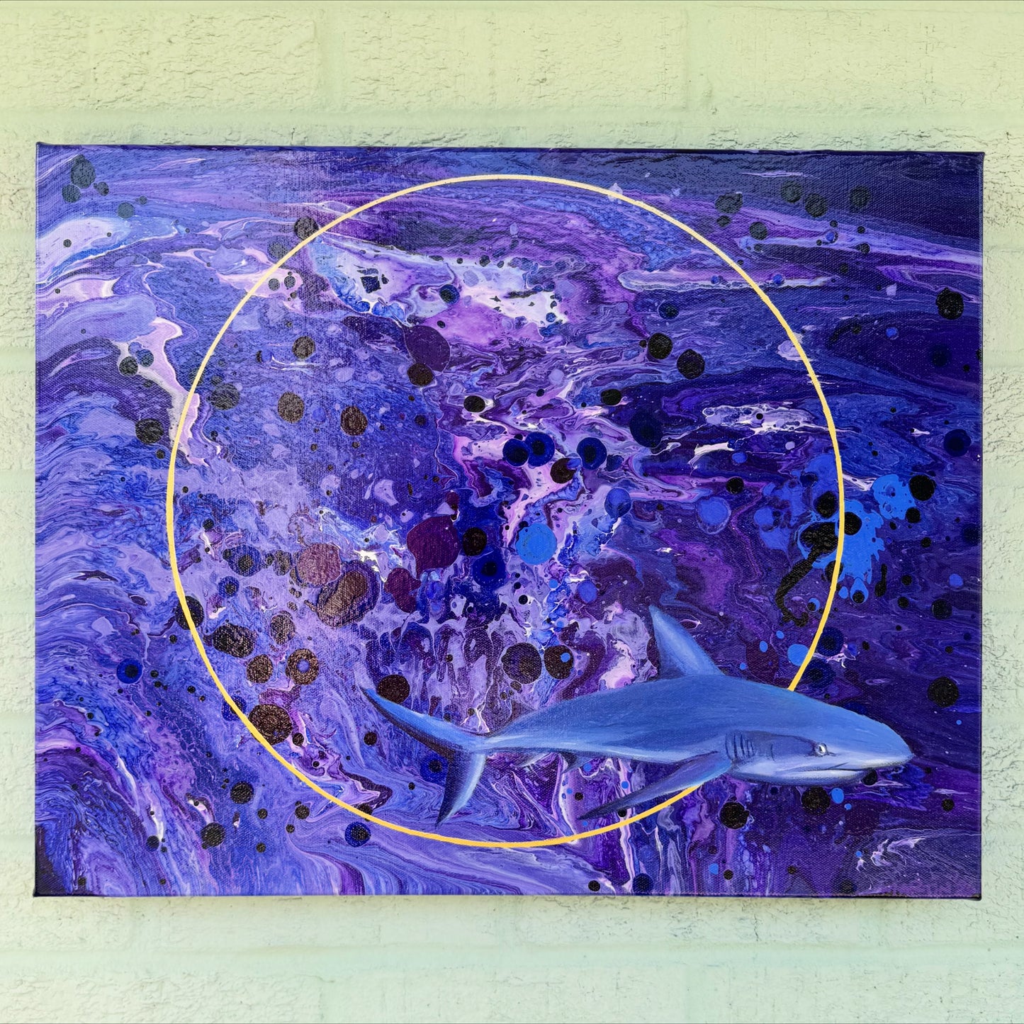 "Sharkira" Original Painting - Acrylic on 16x20" Gallery Canvas - FREE SHIPPING IN THE US.