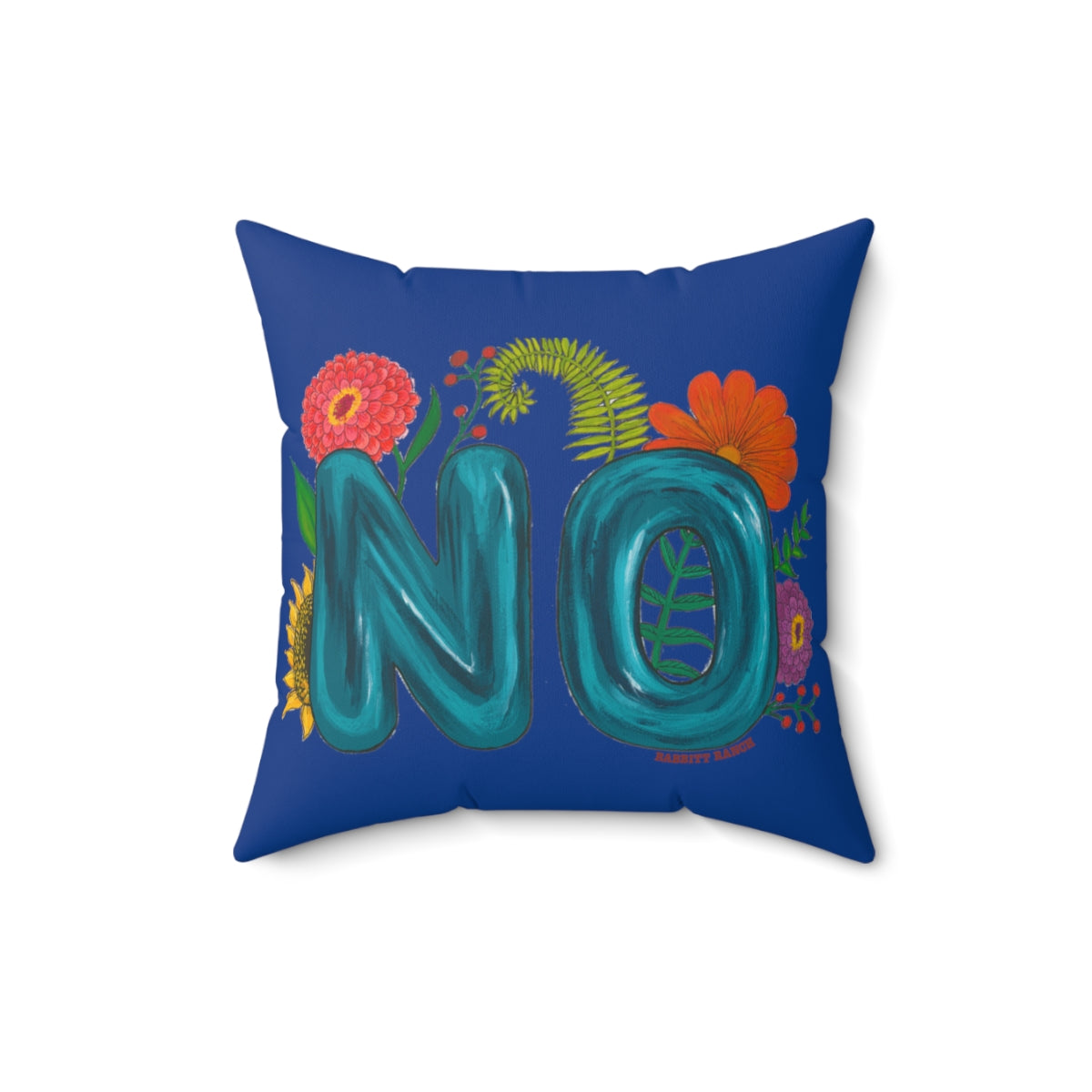 "NO" Spun Polyester Square Pillow