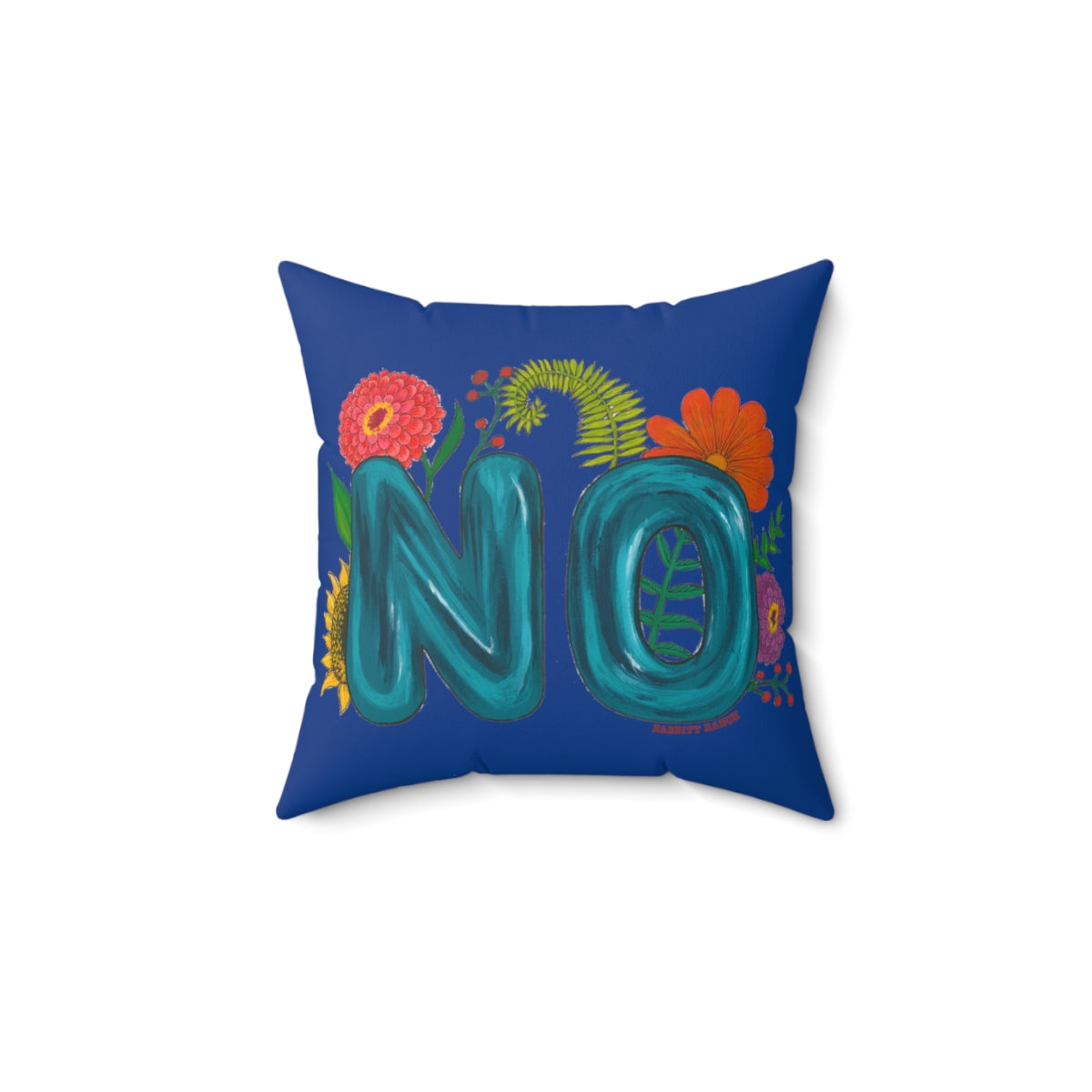 "NO" Spun Polyester Square Pillow