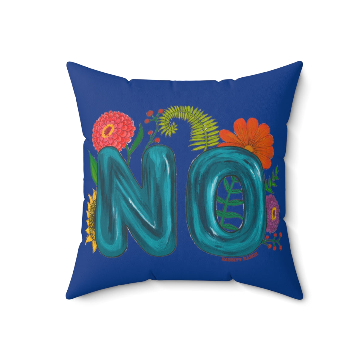 "NO" Spun Polyester Square Pillow