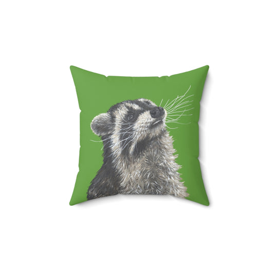 Raccoon Spun Polyester Square Pillow