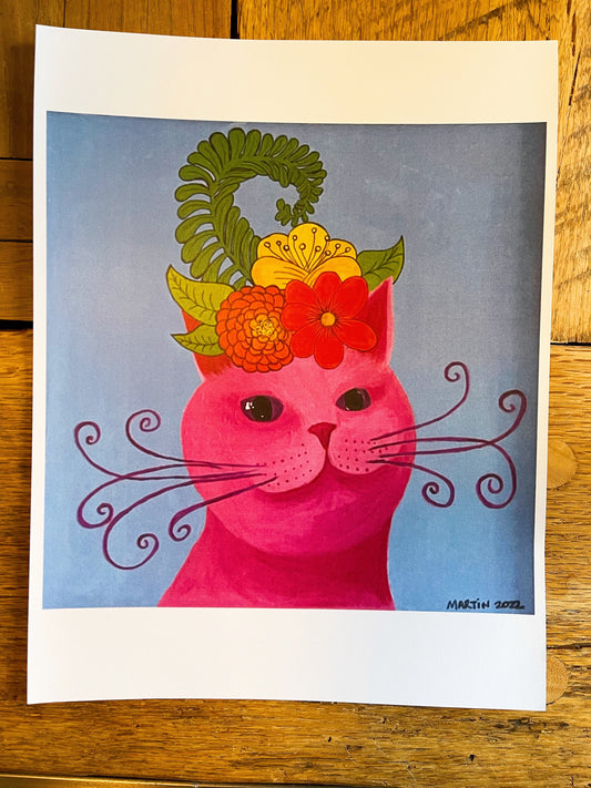 Pink Cat print - 8.5x11" - FREE SHIPPING