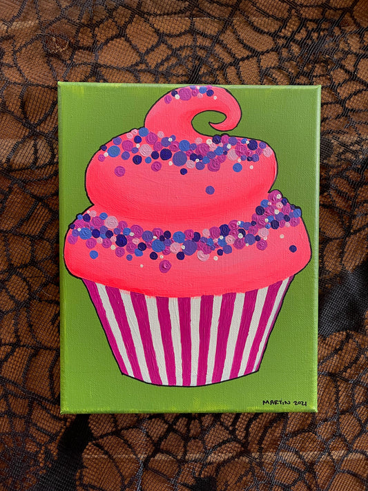 Pink Cupcake - Original Art - FREE SHIPPING