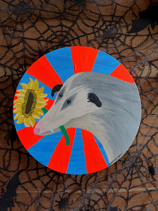 Friendly Possum on 10x10" Circular Canvas - Original Art - *FREE SHIPPING*