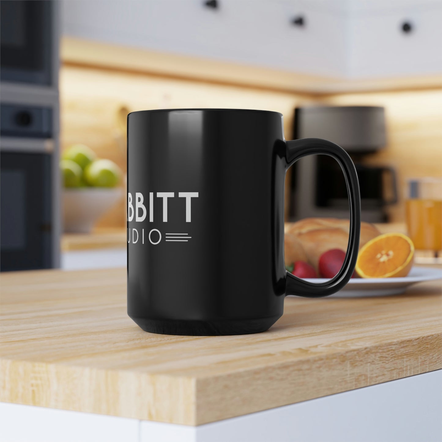 Bad Rabbitt Art Studio Black Mug, 15oz