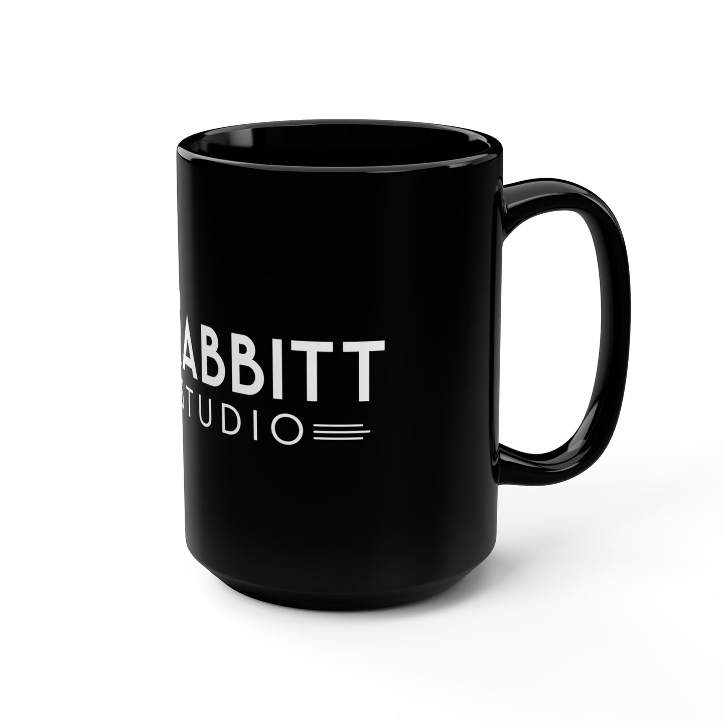 Bad Rabbitt Art Studio Black Mug, 15oz