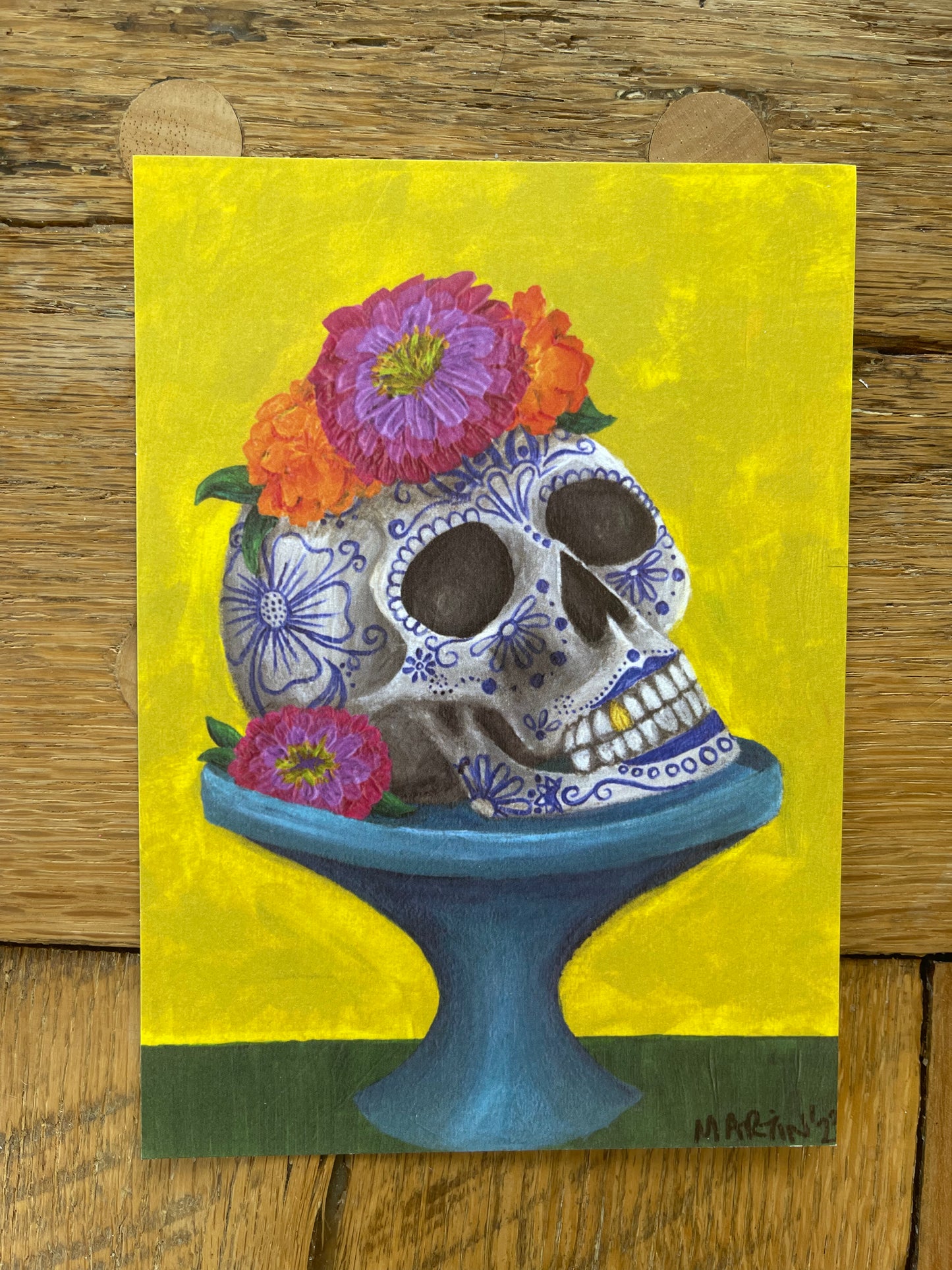 Chinoiserie Skull with Marigolds and Zinnias - 5x7” Print - FREE SHIPPING IN THE US
