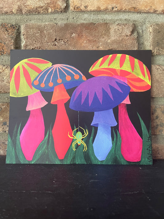 Colorful Mushrooms with Spider Prints Free Shipping in the US