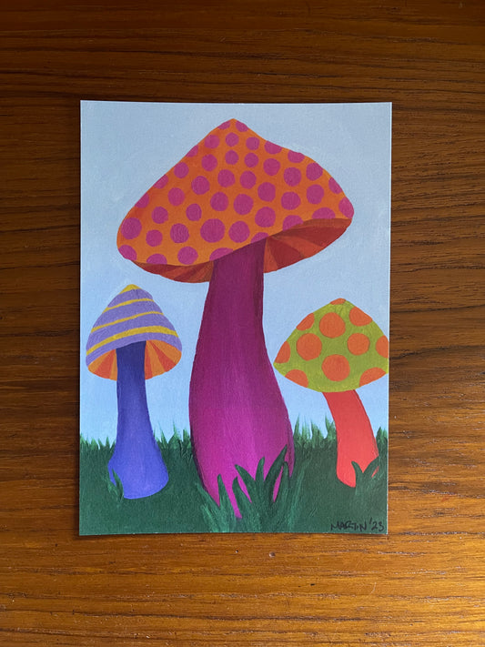 Colorful Mushies 5x7” print - FREE SHIPPING IN US