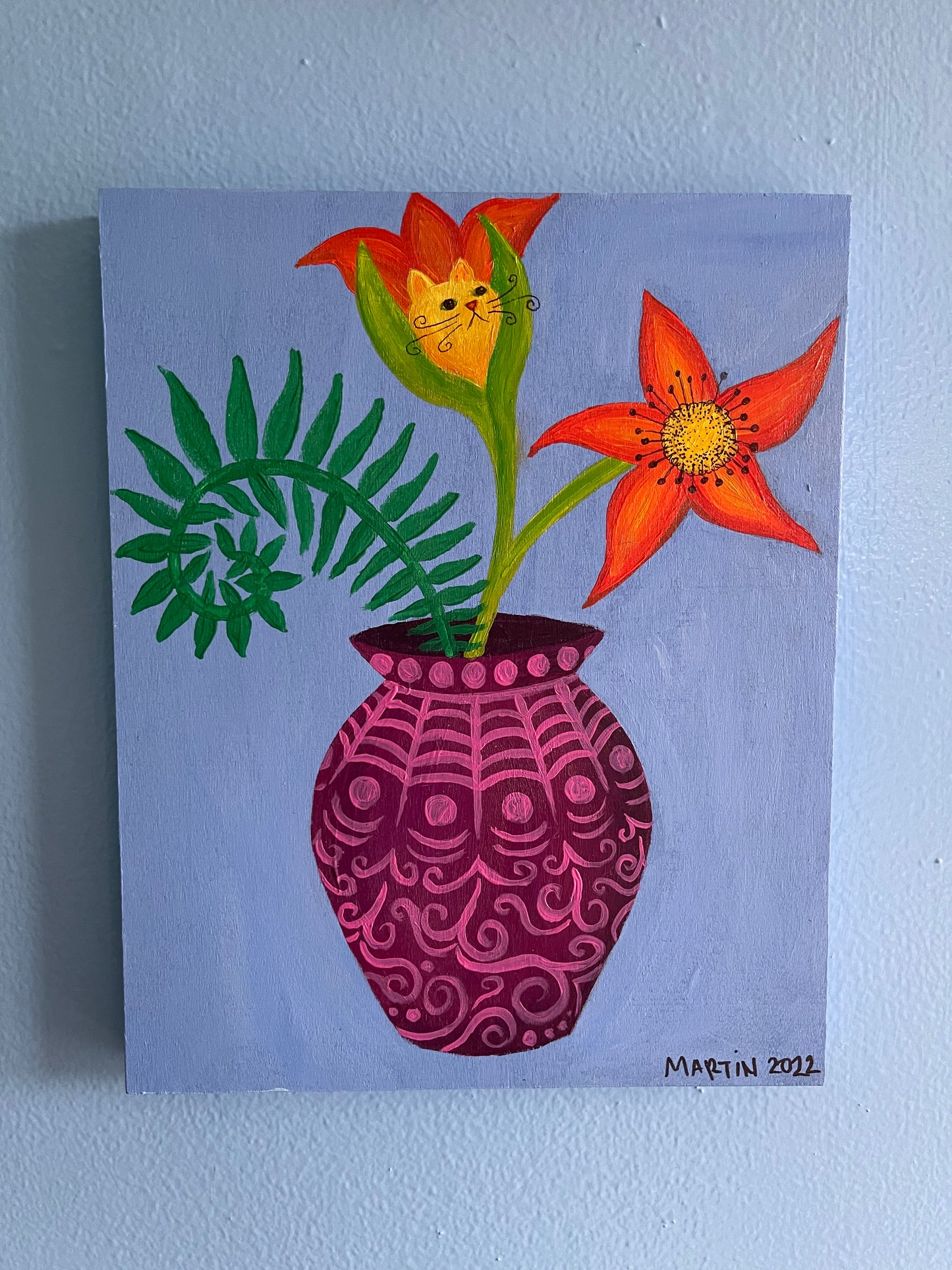 Strange Flowers - acrylic on 8x10 wood panel - FREE SHIPPING IN US