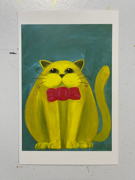 Fat Green Cat mini print (5X7) Free shipping in US!